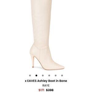 RAYE x EAVES ASHLEY BOOT (WHITE IVORY LEATHER KNEE HIGH BOOTS OTK OVER THE KNEE)